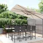 Set mobilier bar de grădină cu perne, 9 piese, negru, poliratan GartenMobel Dekor