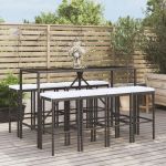 Set mobilier bar de grădină cu perne, 9 piese, negru, poliratan GartenMobel Dekor