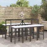 Set mobilier bar de grădină cu perne, 9 piese, negru, poliratan GartenMobel Dekor