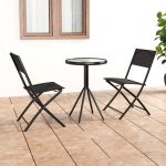 Set mobilier bistro, 3 piese, negru, oțel GartenMobel Dekor