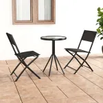Set mobilier bistro, 3 piese, negru, oțel GartenMobel Dekor