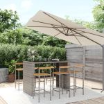 Set bar pentru grădină, 7 piese, gri, poliratan/lemn acacia GartenMobel Dekor