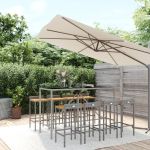 Set bar pentru grădină, 9 piese, gri, poliratan/lemn acacia GartenMobel Dekor