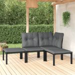 Set mobilier de grădină, 4 piese, negru și gri, poliratan GartenMobel Dekor