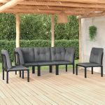 Set mobilier de grădină, 5 piese, negru/gri, poliratan GartenMobel Dekor