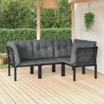 Set mobilier de grădină, 4 piese, negru și gri, poliratan GartenMobel Dekor