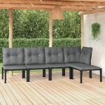 Set mobilier de grădină, 5 piese, negru/gri, poliratan GartenMobel Dekor