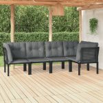 Set mobilier de grădină, 5 piese, negru/gri, poliratan GartenMobel Dekor