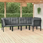 Set mobilier de grădină, 5 piese, negru/gri, poliratan GartenMobel Dekor