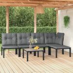 Set mobilier de grădină, 6 piese, negru și gri, poliratan GartenMobel Dekor