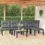 Set mobilier de grădină, 6 piese, negru și gri, poliratan GartenMobel Dekor