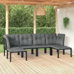 Set mobilier de grădină, 6 piese, negru și gri, poliratan GartenMobel Dekor