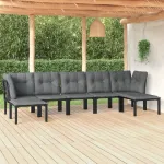 Set mobilier de grădină, 7 piese, negru și gri, poliratan GartenMobel Dekor