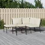 Set mobilier de grădină cu perne nisipii, 5 piese, oțel GartenMobel Dekor