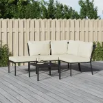 Set mobilier de grădină cu perne nisipii, 5 piese, oțel GartenMobel Dekor