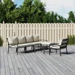 Set mobilier de grădină cu perne nisipii, 7 piese, oțel GartenMobel Dekor