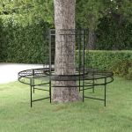 Bancă circulară de copac, negru, Ø137 cm, oțel GartenMobel Dekor