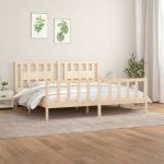 Cadru de pat cu tăblie 200x200 cm, lemn masiv de pin  GartenMobel Dekor
