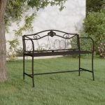 Bancă de grădină cu 2 locuri, negru, 104 cm, oțel GartenMobel Dekor