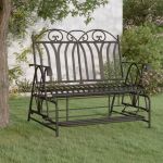 Bancă glisantă cu 2 locuri, negru, 114 cm, oțel GartenMobel Dekor