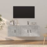 Set dulap TV, 2 piese, gri beton, lemn prelucrat GartenMobel Dekor