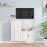 Set dulap TV, 2 piese, alb, lemn prelucrat GartenMobel Dekor