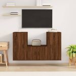 Set dulap TV, 3 piese, stejar maro, lemn prelucrat GartenMobel Dekor