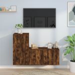 Set dulapuri TV, 2 piese, stejar fumuriu, lemn prelucrat GartenMobel Dekor