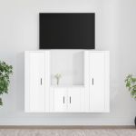 Set comodă TV, 3 piese, alb extralucios, lemn prelucrat GartenMobel Dekor