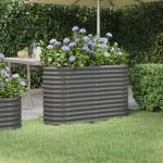 Strat înălțat grădină gri 114x40x68cm oțel vopsit electrostatic GartenMobel Dekor