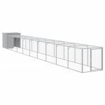 Coteț pui cu incintă gri deschis 110x1017x110cm oțel galvanizat GartenMobel Dekor