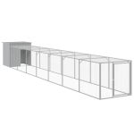 Coteț pui cu incintă gri deschis 110x813x110 cm oțel galvanizat GartenMobel Dekor