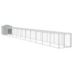 Coteț pui cu incintă gri deschis 117x1221x123cm oțel galvanizat GartenMobel Dekor
