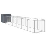 Cușcă câine cu țarc antracit 110x813x110 cm oțel galvanizat GartenMobel Dekor