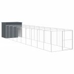 Cușcă de câine cu țarc antracit 214x1069x181 cm oțel galvanizat GartenMobel Dekor