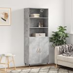 Dulap înalt, gri beton, 69,5x34x180, lemn compozit GartenMobel Dekor
