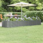 Strat înălțat grădină gri 296x80x36cm oțel vopsit electrostatic GartenMobel Dekor