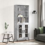 Dulap înalt, gri beton, 69,5x34x180, lemn compozit GartenMobel Dekor