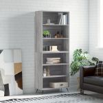 Dulap înalt, gri sonoma, 69,5x32,5x180 cm, lemn compozit GartenMobel Dekor