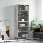 Dulap înalt, gri sonoma, 69,5x32,5x180 cm, lemn compozit GartenMobel Dekor