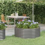 Jardinieră grădină gri 100x100x36 cm oțel vopsit electrostatic GartenMobel Dekor