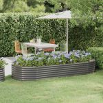 Strat înălțat grădină 249x100x36 cm oțel vopsit electrostatic GartenMobel Dekor