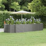 Strat înălțat grădină gri 367x140x68 oțel vopsit electrostatic GartenMobel Dekor