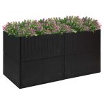 Jardinieră de grădină, negru, 157x80x80 cm, poliratan GartenMobel Dekor