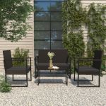 Set mobilier relaxare grădină 4 piese cu perne poliratan negru GartenMobel Dekor