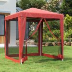 Cort de petrecere cu 4 pereți din plasă, roșu, 2x2 m, HDPE GartenMobel Dekor