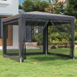 Cort de petrecere cu 4 pereți din plasă, antracit, 3x3 m, HDPE GartenMobel Dekor
