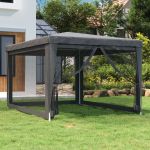 Cort de petrecere cu 4 pereți din plasă, antracit, 3x4 m, HDPE GartenMobel Dekor
