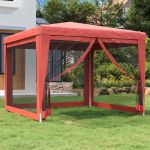 Cort de petrecere cu 4 pereți din plasă, roșu, 3x3 m, HDPE GartenMobel Dekor
