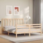 Cadru de pat cu tăblie, 160x200 cm, lemn masiv GartenMobel Dekor